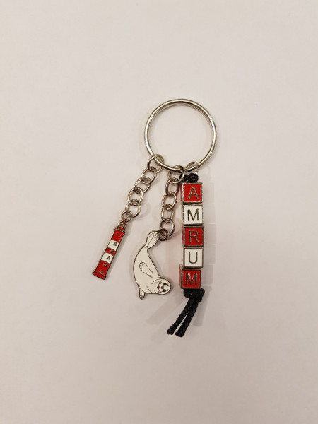 Schlüsselanhänger Amrum Charms (Würfel, Leuchtturm, Seehund)